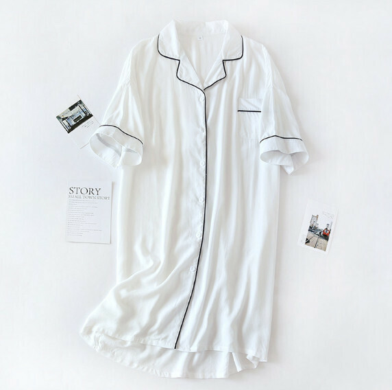 Summer cotton loose short-sleeved nightdress (LJH pure white) [M-L size] [Contact customer service to confirm the shipping size after placing an order]