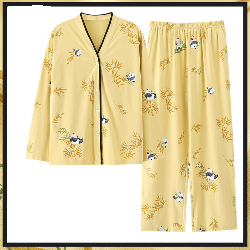 V-neck long-sleeved pajama set【M-XXL LW-QL88936】【Contact customer service to confirm the shipping size after placing an order】
