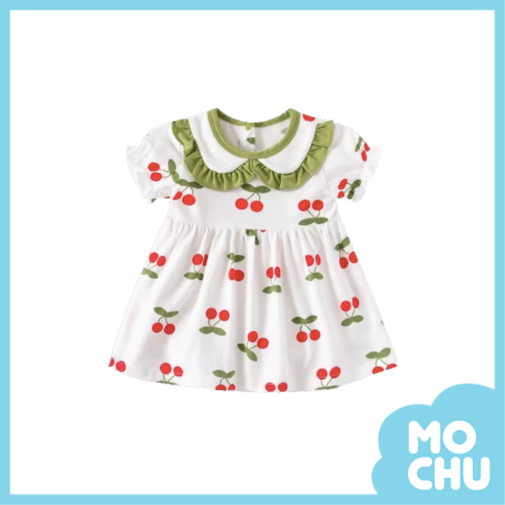 櫻桃綠領連衣裙