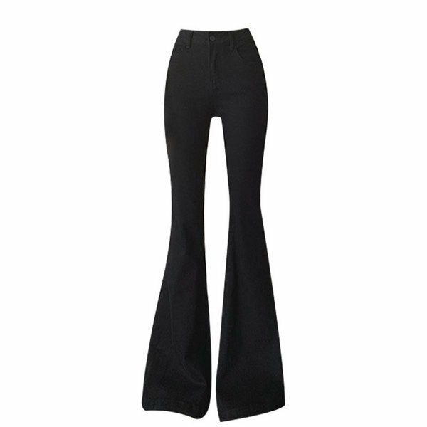 Hot selling high-waisted floor-length trousers (black sizes S-L) (please contact customer service to confirm the delivery size after placing an order)