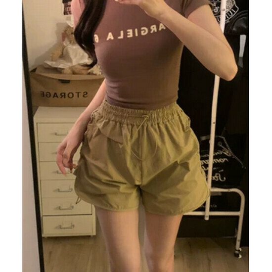 Hot selling thin high-waisted shorts [khaki] [S-XL sizes] (please contact customer service to confirm the delivery size after placing the order)