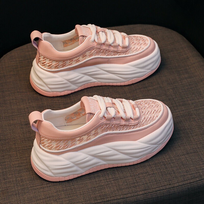 Hot selling thick-soled mesh shoes (pink size 35-40) (please contact customer service to confirm the delivery size after placing the order)