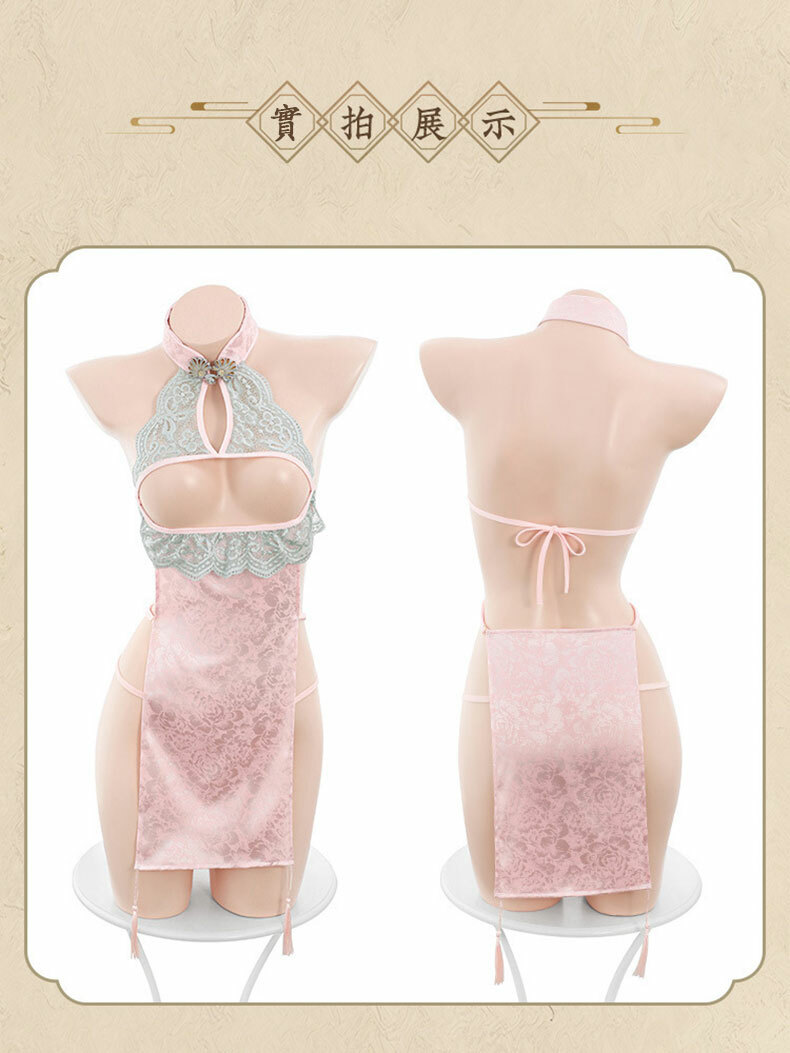 古典高開衩露胸旗袍