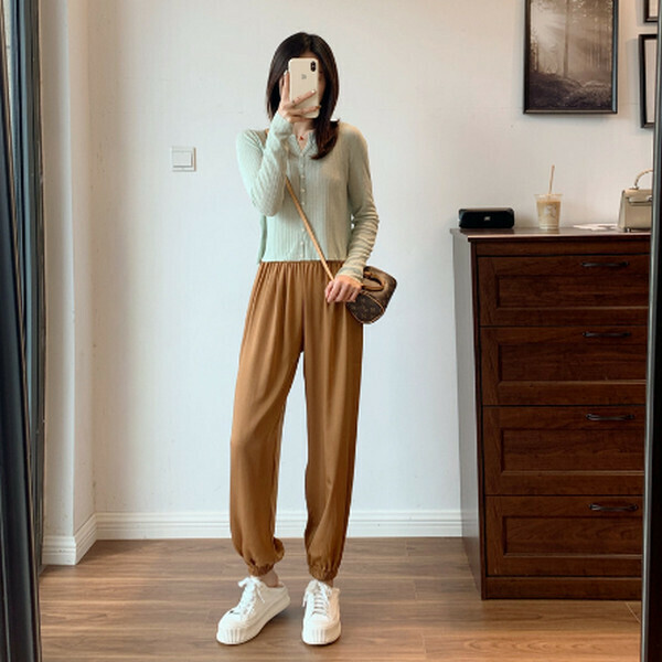 Cupra Summer Loose Plus Size Anti-Mosquito Bloomers Leggings [Golden Brown] [One Size]