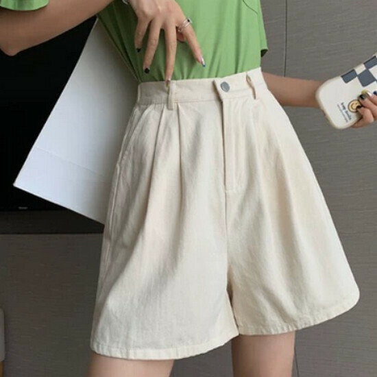 熱賣闊腿休閒短褲【杏色】【S-4XL碼】(下單後請聯絡客服確認發貨尺碼)