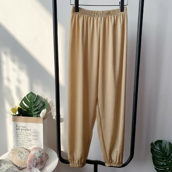 Cupra summer loose large size anti-mosquito bloomers corseted pants [milk tea] [one size]