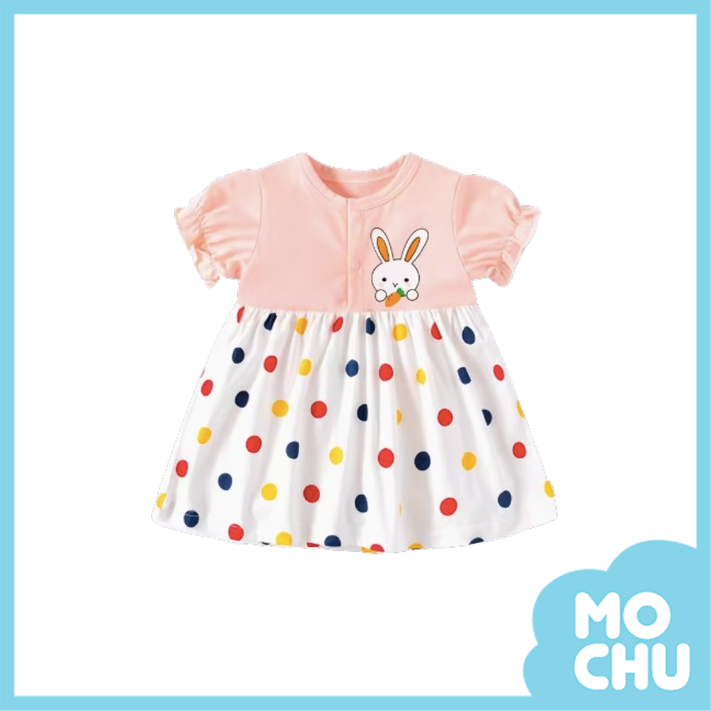 小粉兔彩色點點連衣裙