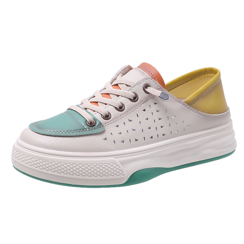 Hot selling soft leather hollow shoes (green size 35-40) (please contact customer service to confirm the delivery size after placing the order)