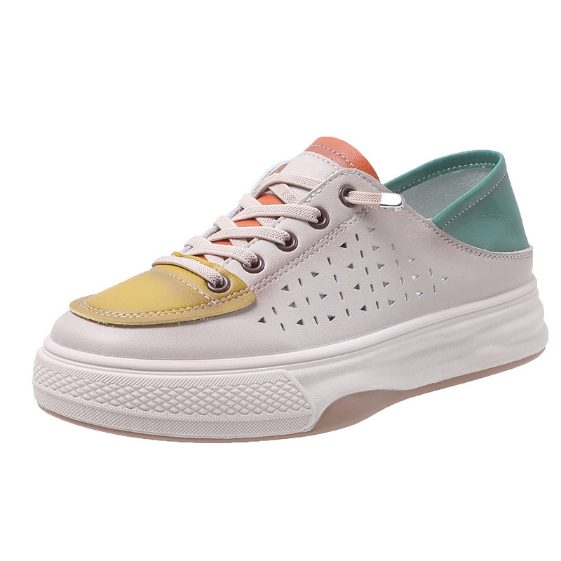 Hot selling soft leather hollow shoes (yellow size 35-40) (please contact customer service to confirm the delivery size after placing the order)