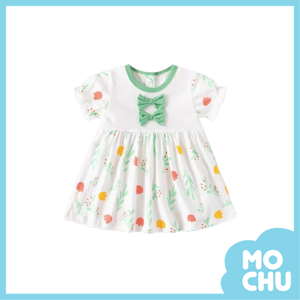 小碎花蝴蝶結連衣裙