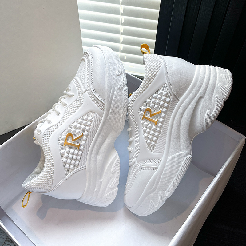 Hot sale height increasing white shoes (gold size 35-40) (please contact customer service to confirm the delivery size after placing the order)