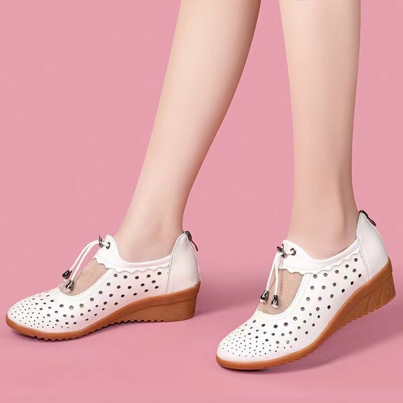 Hot selling wedge mesh sandals (off-white, size 35-40) (please contact customer service to confirm the delivery size after placing the order)