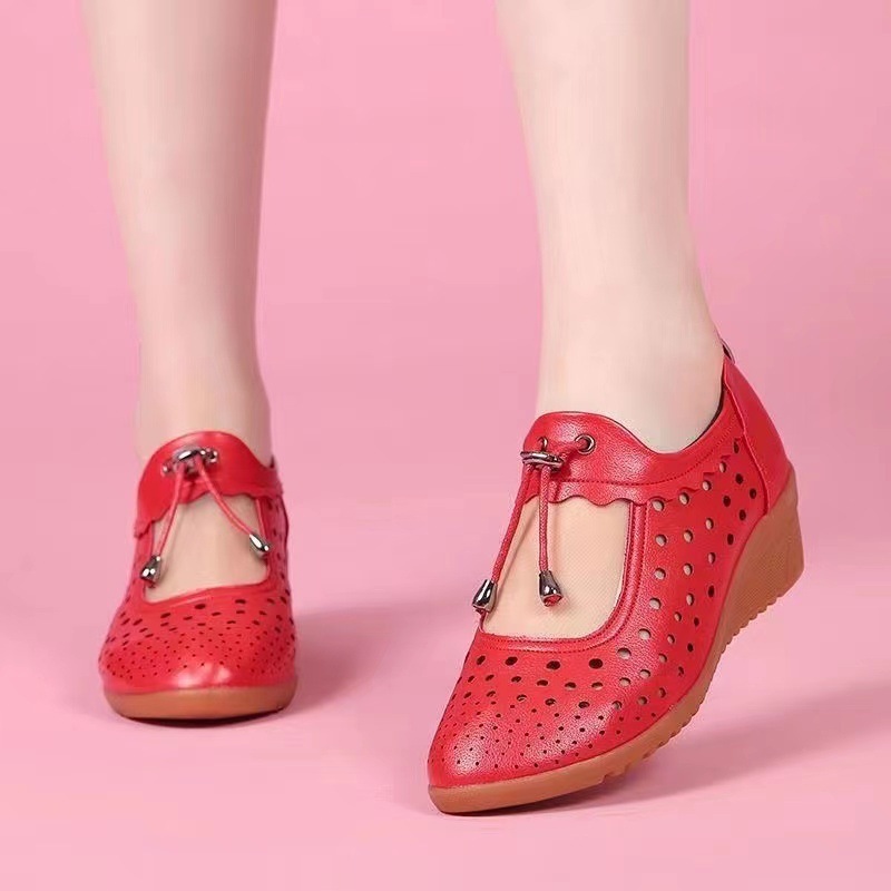 Hot selling wedge mesh sandals (red size 35-40) (please contact customer service to confirm the delivery size after placing the order)