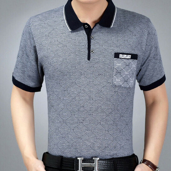 Lapel Short Sleeve T-Shirt [49-88-8 Navy True Pocket] Size [M-3XL] [Contact Customer Service to Confirm Shipping Size after Placing an Order]
