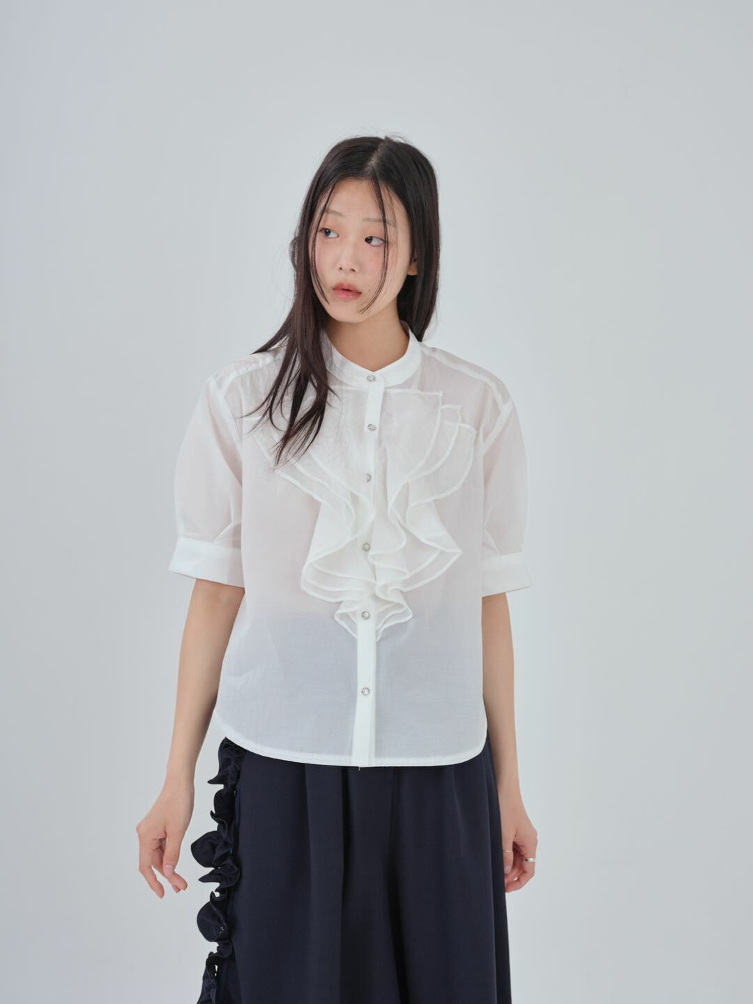 KR 心口V字Ruflle Top