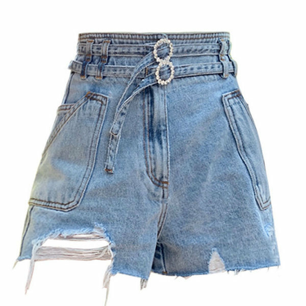 Hot selling ripped denim shorts (blue size S-L) (please contact customer service to confirm the delivery size after placing the order)