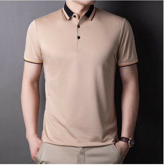 熱賣翻領短袖t恤【106款卡其】尺碼【165/M-190/4XL】【下單後聯絡客服確認發貨尺碼】