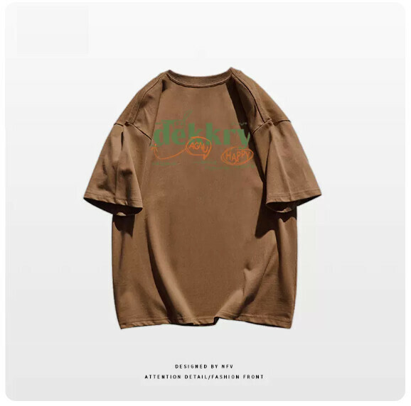 Crew neck T-shirt [M-3XL] [Brown-220g] (Contact customer service to confirm the shipping size after placing an order) 
