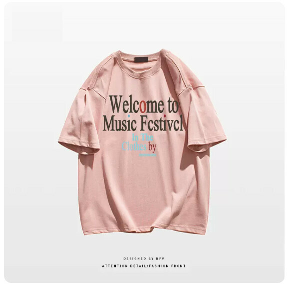 Crew Neck T-Shirt [M-3XL] [Light Pink-220g] (Contact customer service to confirm the shipping size after placing an order) 
