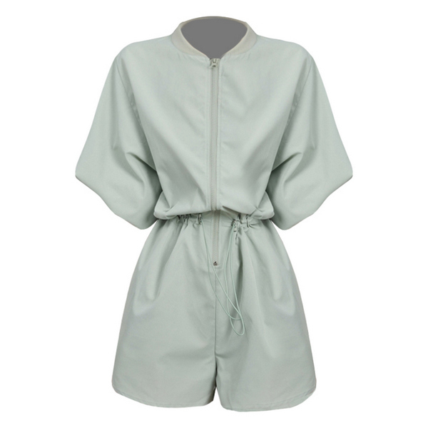 Hot selling bud sleeve zipper jumpsuit (light green M size) (please contact customer service to confirm the delivery size after placing the order)