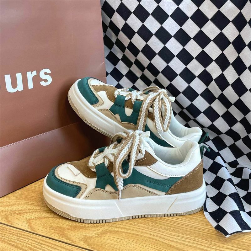 Hot selling color matching sneakers (beige brown size 35-40) (please contact customer service to confirm the delivery size after placing the order)
