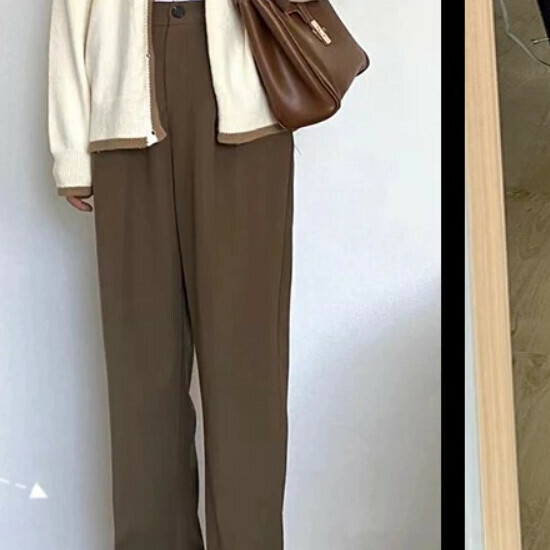 熱賣闊腿西裝休閒褲【卡其色(小個款)】【S-L碼】(下單後請聯絡客服確認發貨尺碼)