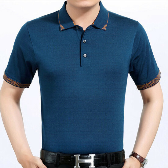 Lapel Short Sleeve T-Shirt [49-7348 Navy Model] Size [M-3XL] [Contact Customer Service to Confirm Shipping Size After Placing an Order]