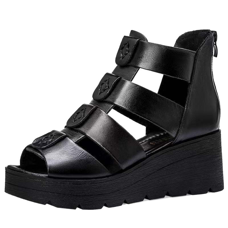 Hot-selling wedge-heeled high-top Roman shoes (apricot size 35-40) (please contact customer service to confirm the delivery size after placing the order)
