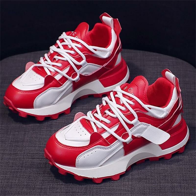 Hot selling color block Forrest Gump shoes (red size 35-40) (please contact customer service to confirm the delivery size after placing the order)