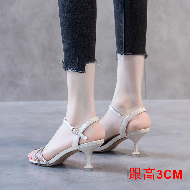 Hot selling stiletto sandals (beige 3 cm, size 35-40) (please contact customer service to confirm the delivery size after placing the order)