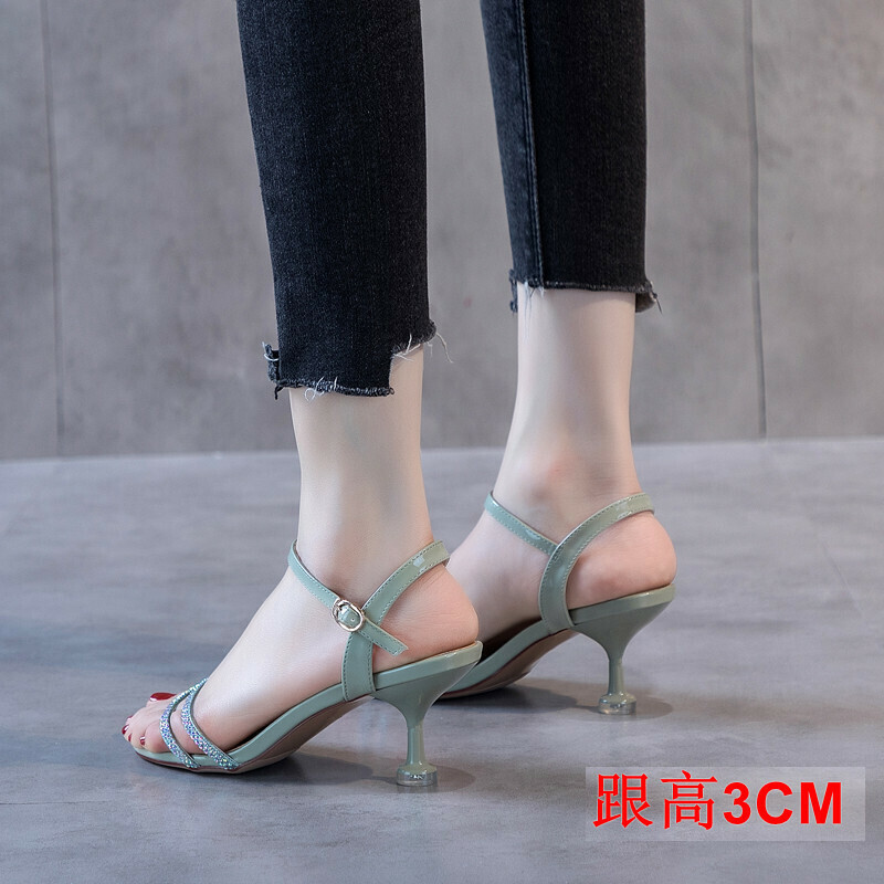 Hot selling stiletto sandals (green 3cm, size 35-40) (please contact customer service to confirm the delivery size after placing the order)