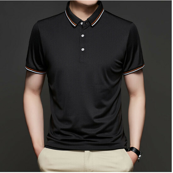 新款翻領短袖t恤【103款黑色】尺碼【165/M-190/4XL】【下單後聯絡客服確認發貨尺碼】