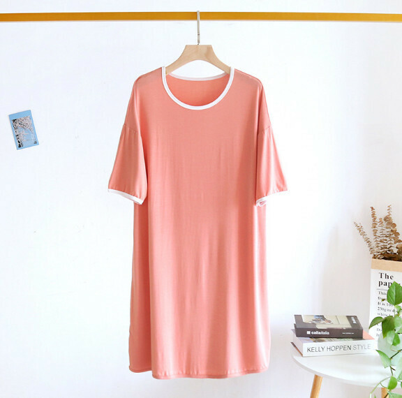 Summer Modal White Trim Pullover Nightdress (LZQ Orange Pink) [M-L Size] [Contact Customer Service to Confirm Shipping Size after Placing an Order]