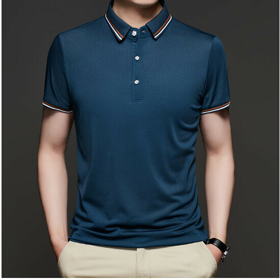 新款翻領短袖t恤【103款深藍】尺碼【165/M-190/4XL】【下單後聯絡客服確認發貨尺碼】