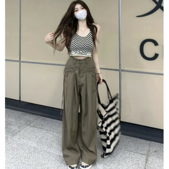 熱賣闊腿工裝休閒褲【卡其色】【S-L碼】(下單後請聯絡客服確認發貨尺碼)