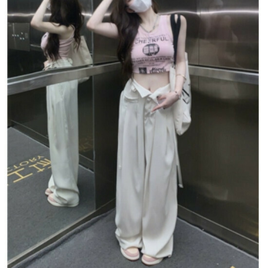 熱賣闊腿工裝休閒褲【米白色】【S-L碼】(下單後請聯絡客服確認發貨尺碼)