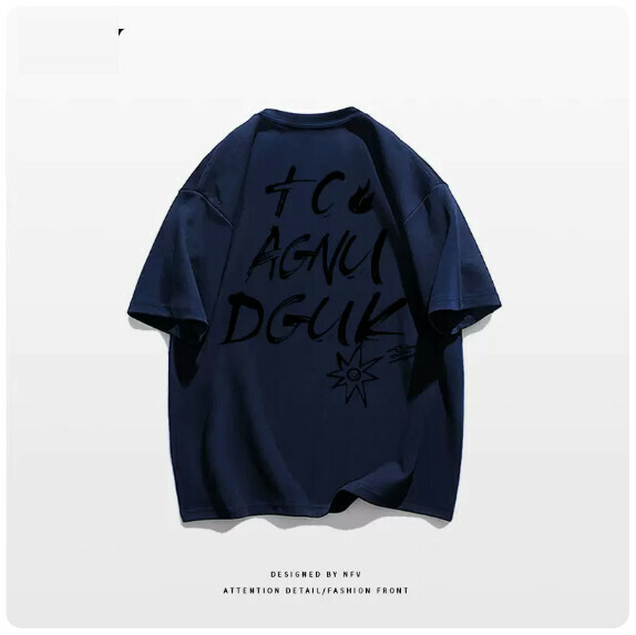 Crew neck T-shirt [M-3XL] [Navy blue-220g] (contact customer service to confirm the shipping size after placing an order) 