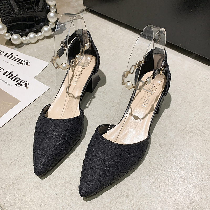 Hot selling thick heel toe shoes (black size 35-40) (please contact customer service to confirm the delivery size after placing the order)
