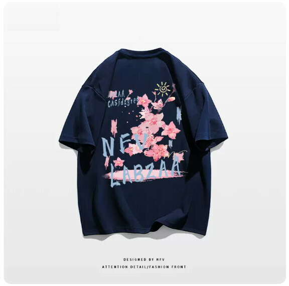 Crew neck T-shirt [M-3XL] [Navy blue-220g] (contact customer service to confirm the shipping size after placing an order) 