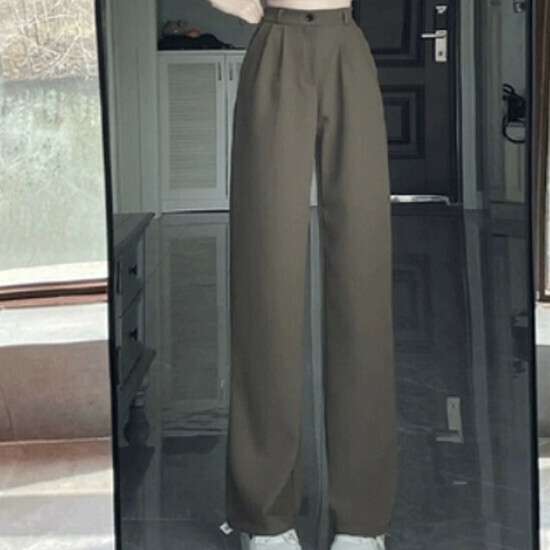 熱賣高腰西裝休閒褲【卡其色】【S-2XL碼】(下單後請聯絡客服確認發貨尺碼)