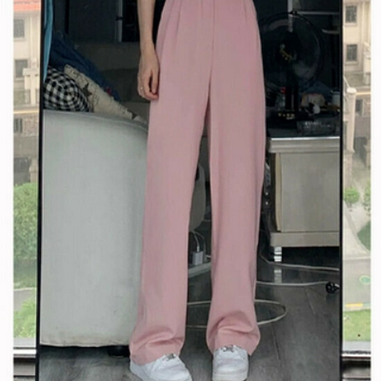 熱賣高腰西裝休閒褲【粉色】【S-2XL碼】(下單後請聯絡客服確認發貨尺碼)