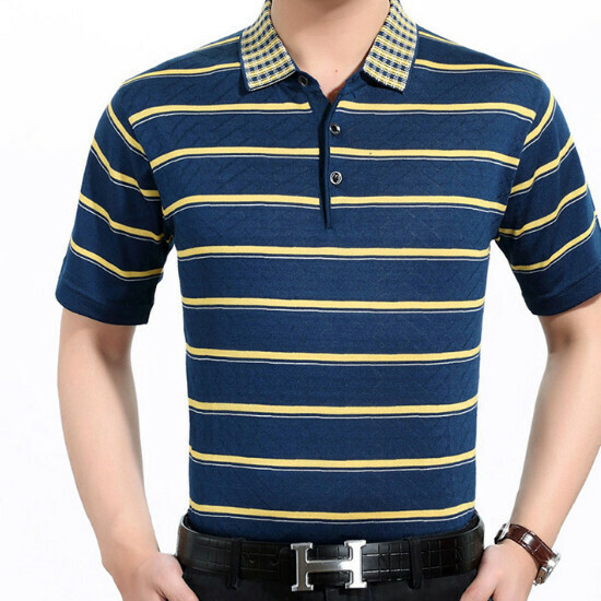 Lapel short-sleeved T-shirt [49-6272 Haqing] size [M-3XL] [Contact customer service to confirm the shipping size after placing an order]