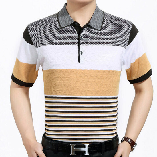 Lapel Short Sleeve T-Shirt [49-8311 Yellow] Size [M-3XL] [Contact Customer Service to Confirm Shipping Size after Placing an Order]