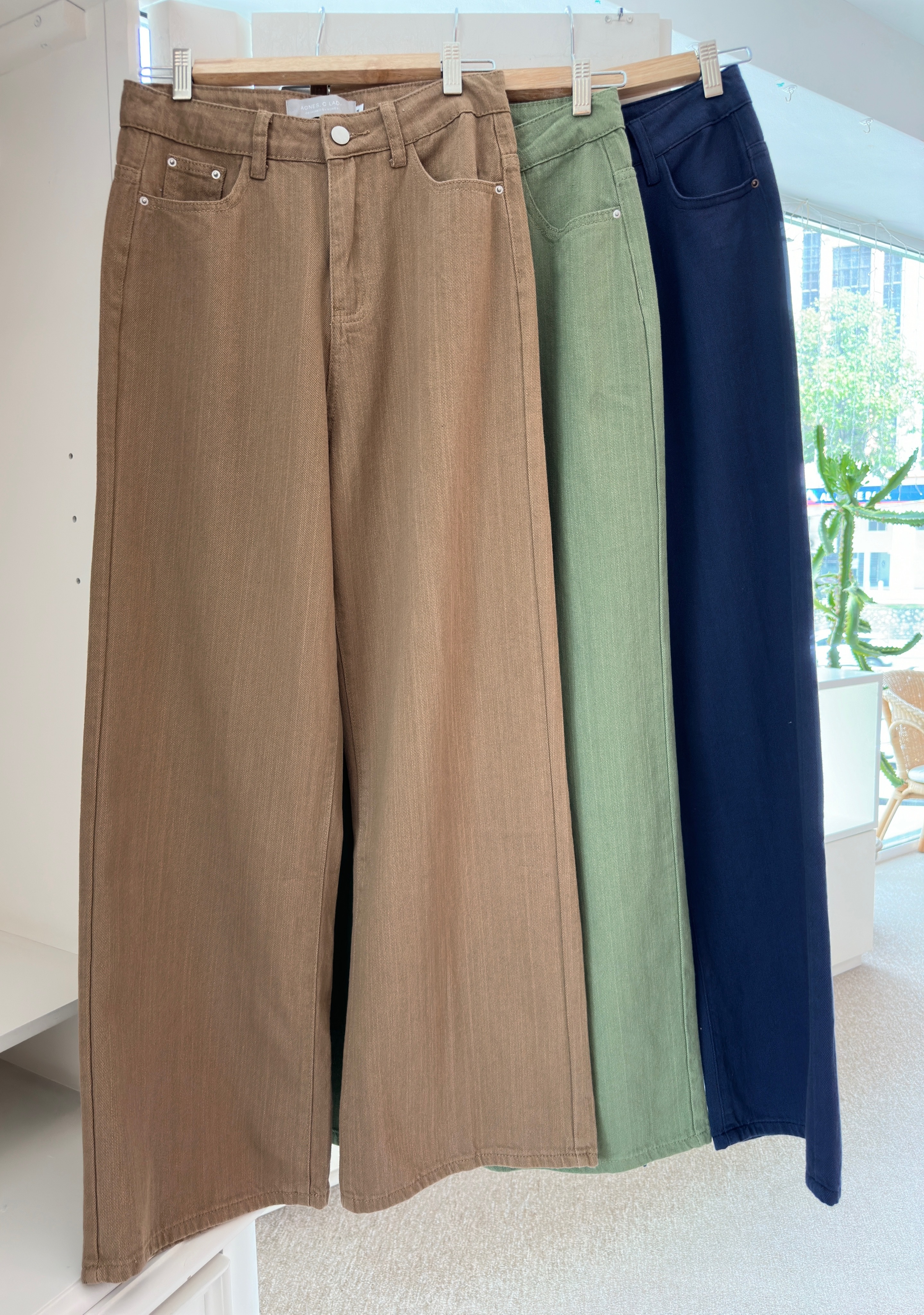 HIGH WAISTED DENIM WIDE LEG LONG PANT