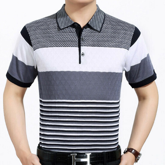Lapel Short Sleeve T-Shirt [49-8311 Gray] Size [M-3XL] [Contact Customer Service to Confirm Shipping Size after Placing an Order]