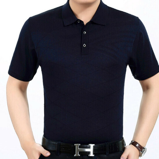 Lapel Short Sleeve T-Shirt [49-7346 Navy Blue] Size [M-3XL] [Contact Customer Service to Confirm Shipping Size after Placing an Order]