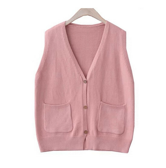 Hot Selling Knitted Double Pocket Vest [Pink] [One Size Fits All]
