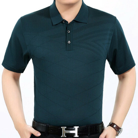 Lapel short-sleeved T-shirt [49-7346 dark green] size [M-3XL] [contact customer service to confirm the shipping size after placing an order]