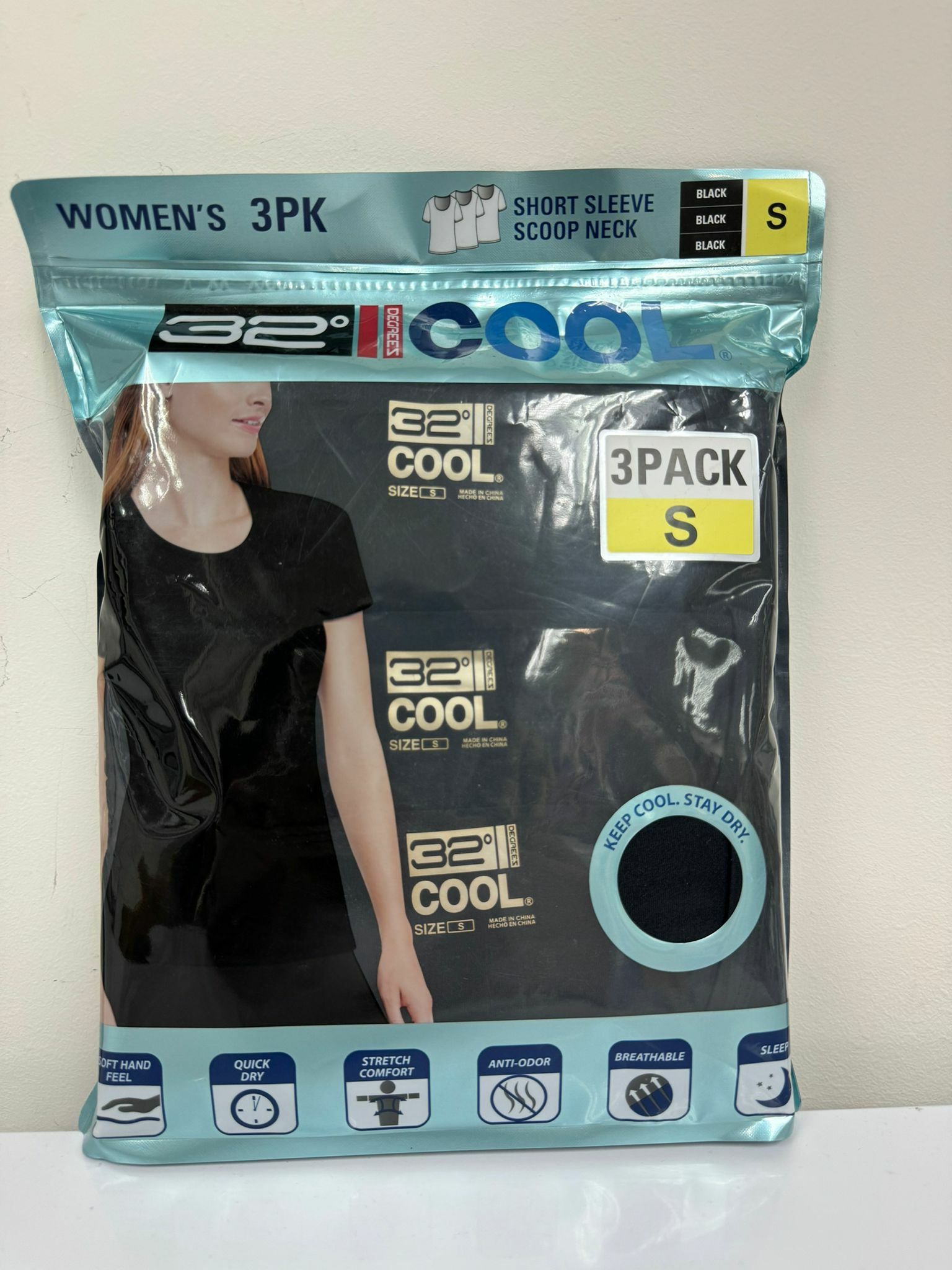 【現貨】美國 32 Degrees 女裝Tee (1pack3件) 黑色 S 碼