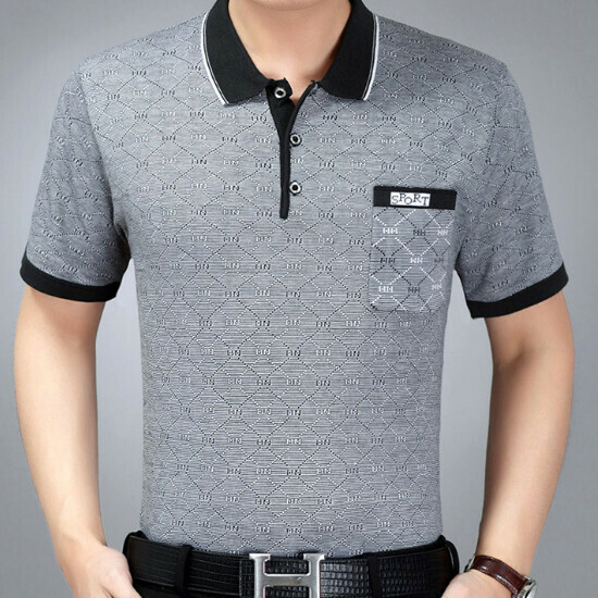 Lapel Short Sleeve T-Shirt [49-88-8 Black Real Pocket] Size [M-3XL] [Contact Customer Service to Confirm Shipping Size after Placing an Order]